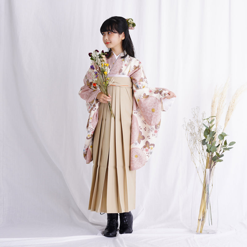 【レンタル】ひよこ商店 2尺袖 袴 15点セット 袴83cm（身長138-145cm）袴87cm（身長145-152cm） レトロモダン系 菊 紫系（1420673102）