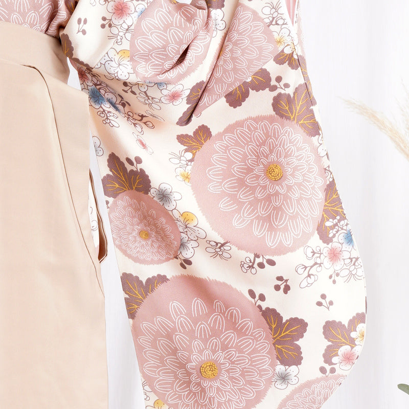 【レンタル】ひよこ商店 2尺袖 袴 15点セット 袴83cm（身長138-145cm）袴87cm（身長145-152cm） レトロモダン系 菊 紫系（1420673102）