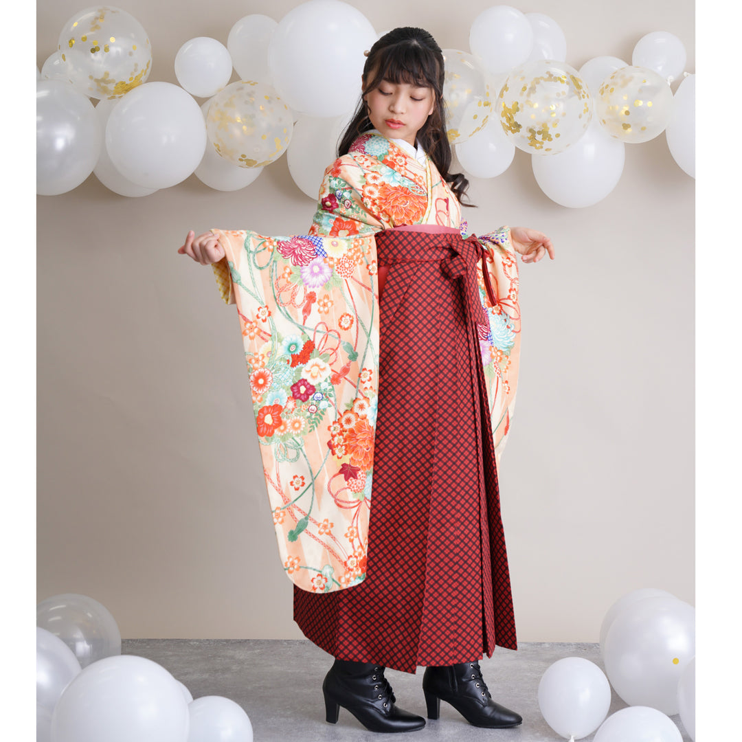 レンタル】 袴 15点セット pom ponette / ポンポネット ジュニア 袴87cm（身長150-155cm） 着物 フルセット 小学生  卒業式 （1421634511）- utatane［公式通販］