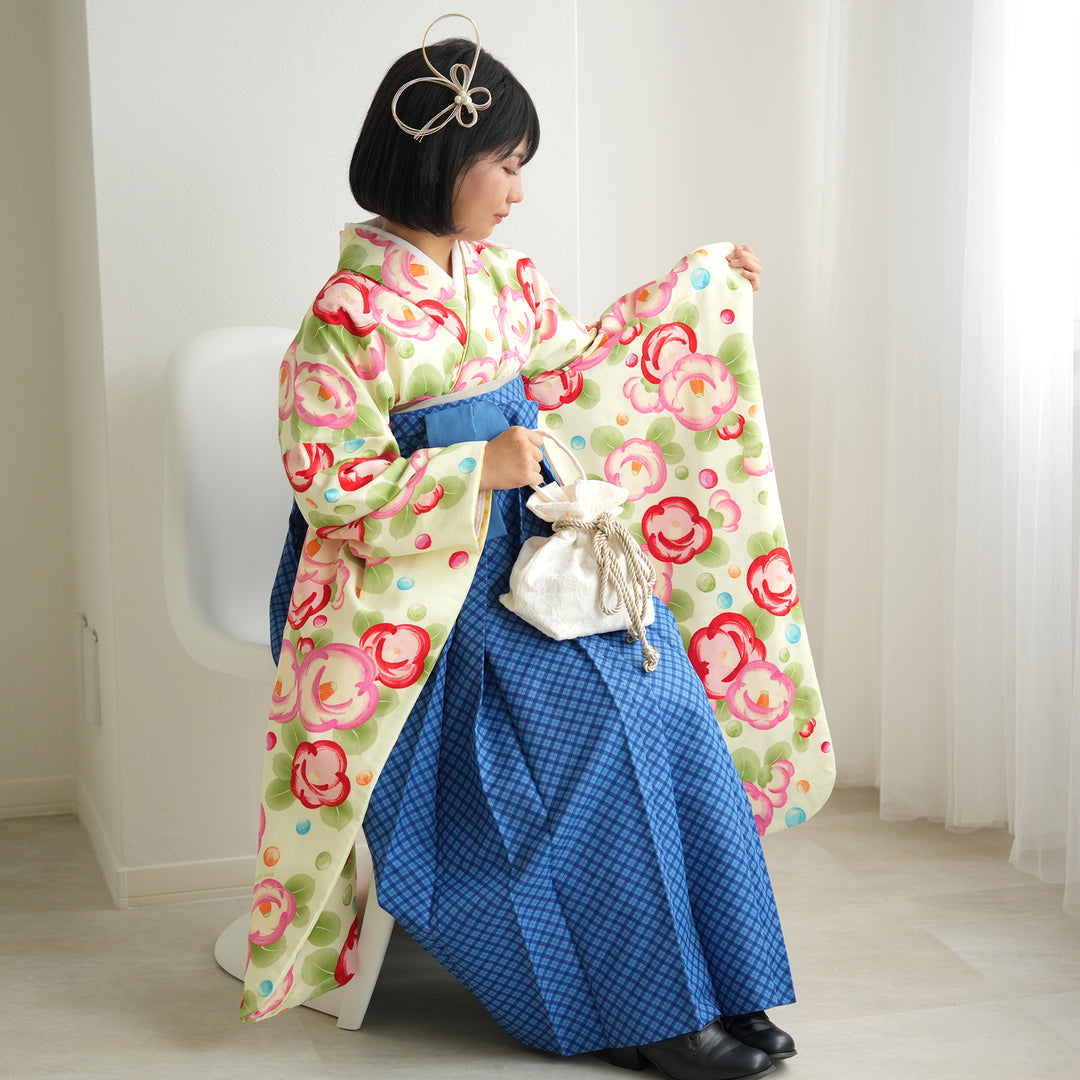 レンタル】 袴 15点セット pom ponette / ポンポネット ジュニア 袴87cm（身長145-152cm） 着物 フルセット 小学生  卒業式 （1421635011）- utatane［公式通販］