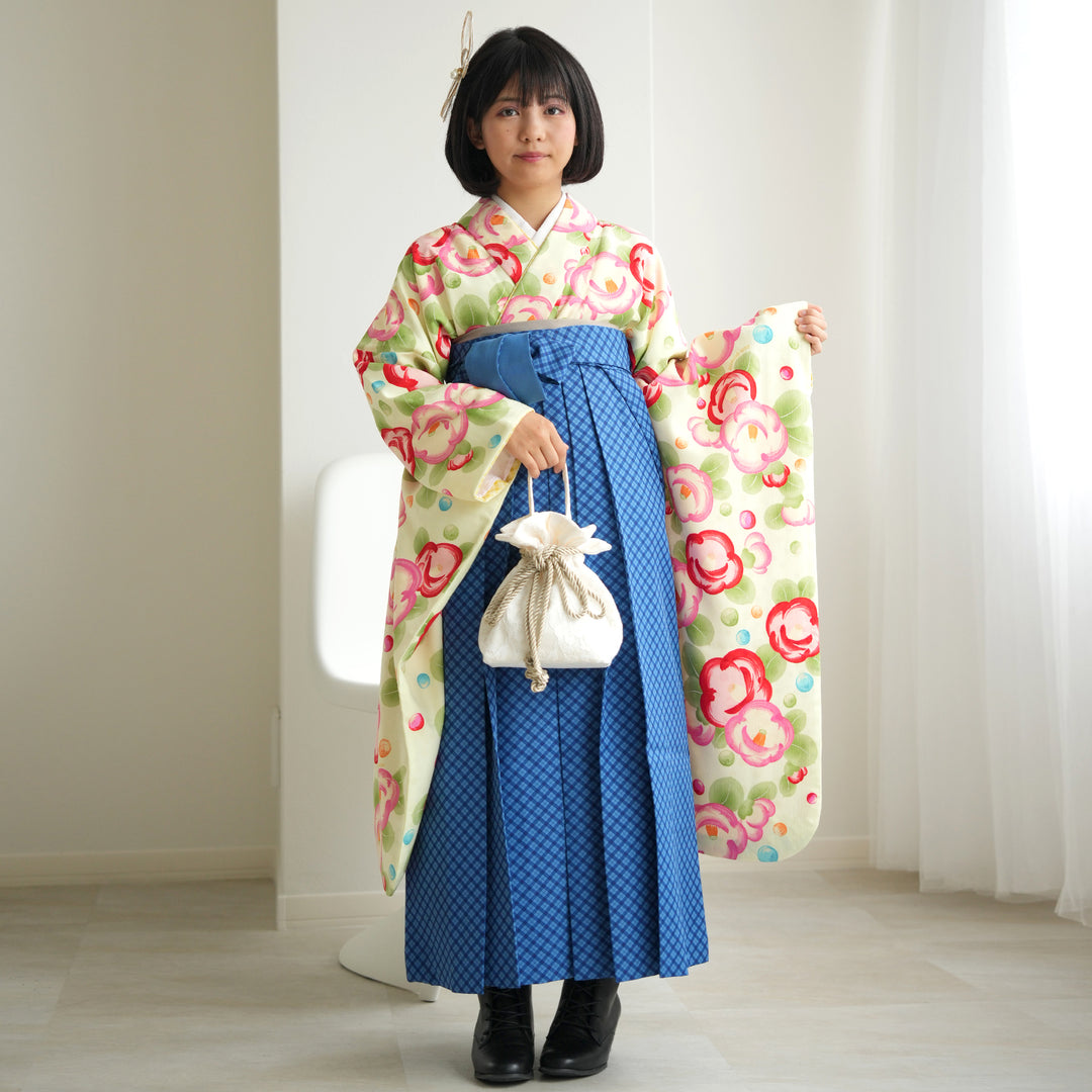 レンタル】 袴 15点セット pom ponette / ポンポネット ジュニア 袴87cm（身長145-152cm） 着物 フルセット 小学生  卒業式 （1421635011）- utatane［公式通販］