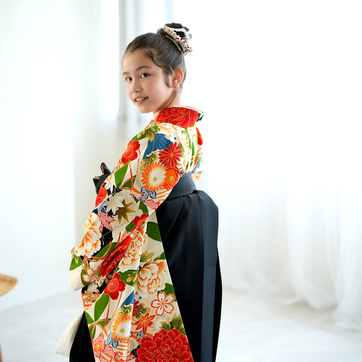 utatane 二尺袖着物　袴セット 140-150cm 紐下82 小学生 6732656100.jpg