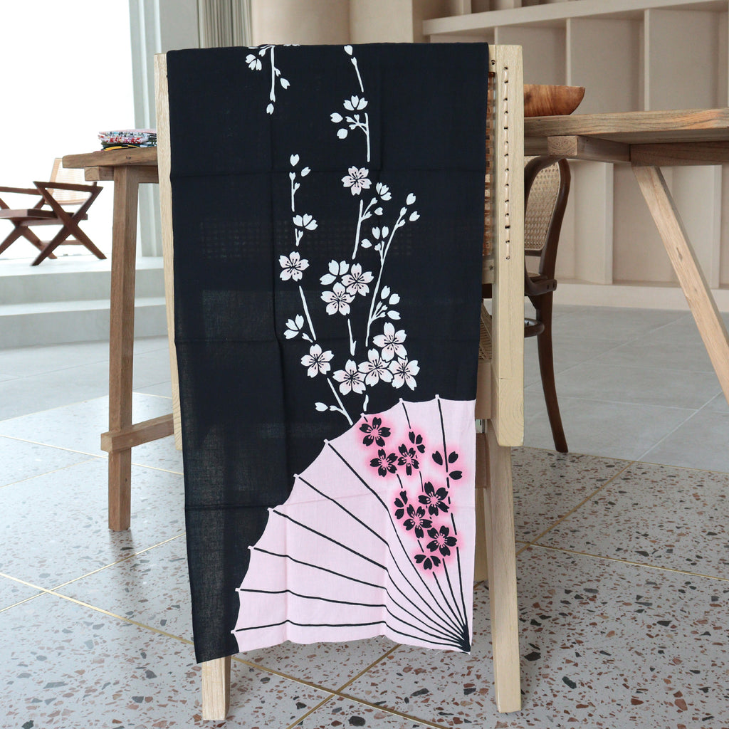 手ぬぐい 注染工房 注染 番傘 桜】 黒 ピンク 日本製 手染め 奈良職人