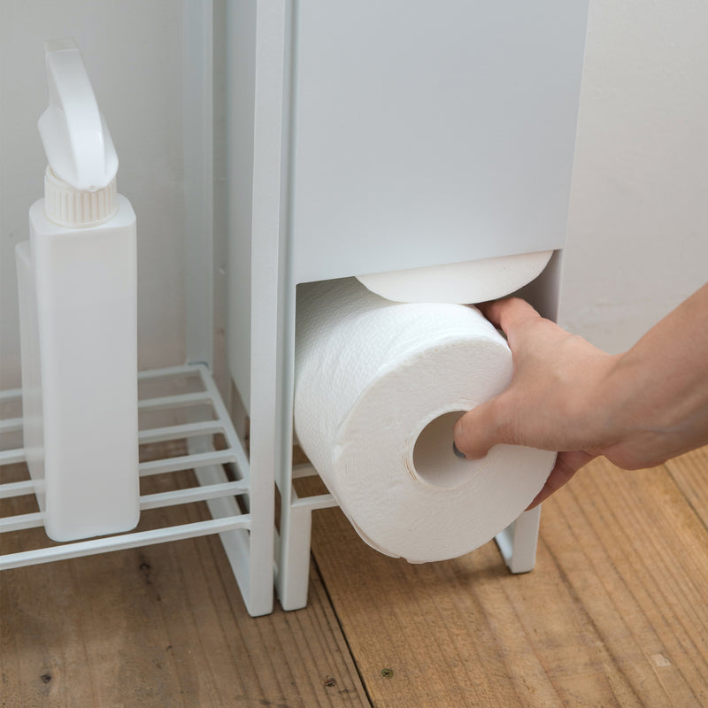 【ペーパーストッカー  ブラック　ホワイト】トイレットペーパー収納 収納ラック スリム アイアン 【取り寄せ品】（2499644501）