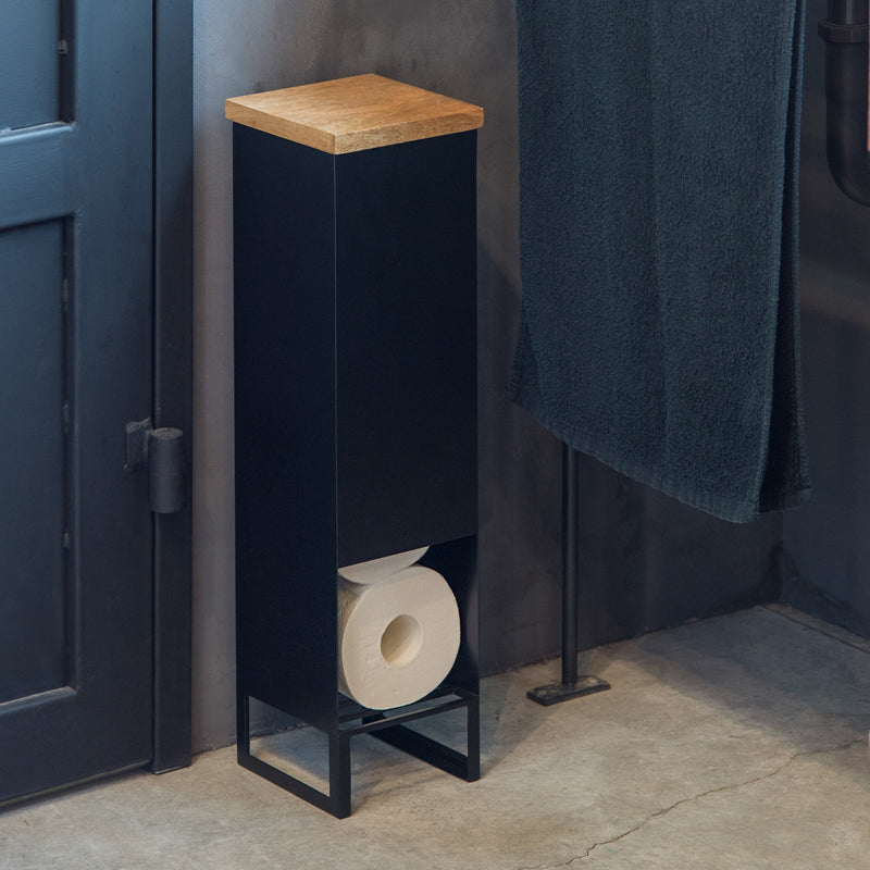 【ペーパーストッカー  ブラック　ホワイト】トイレットペーパー収納 収納ラック スリム アイアン 【取り寄せ品】（2499644501）