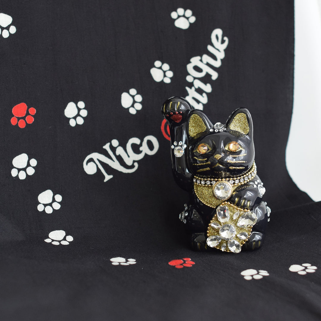 ニコアンティーク×ご縁猫 招き猫 ねこ球左衛門 手ぬぐい 2点セット】4