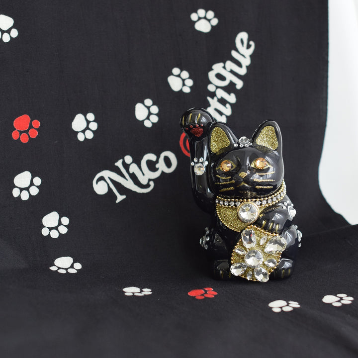 ニコアンティーク×ご縁猫 招き猫 ねこ球左衛門 手ぬぐい 2点セット】4