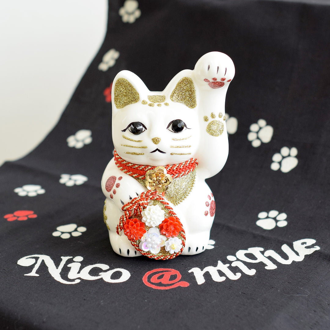 招福　手ぬぐい　新品未使用　だるま　小槌　招き猫 ニコアンティーク×ご縁猫 招き猫 ねこ球代 手ぬぐい 2点セット