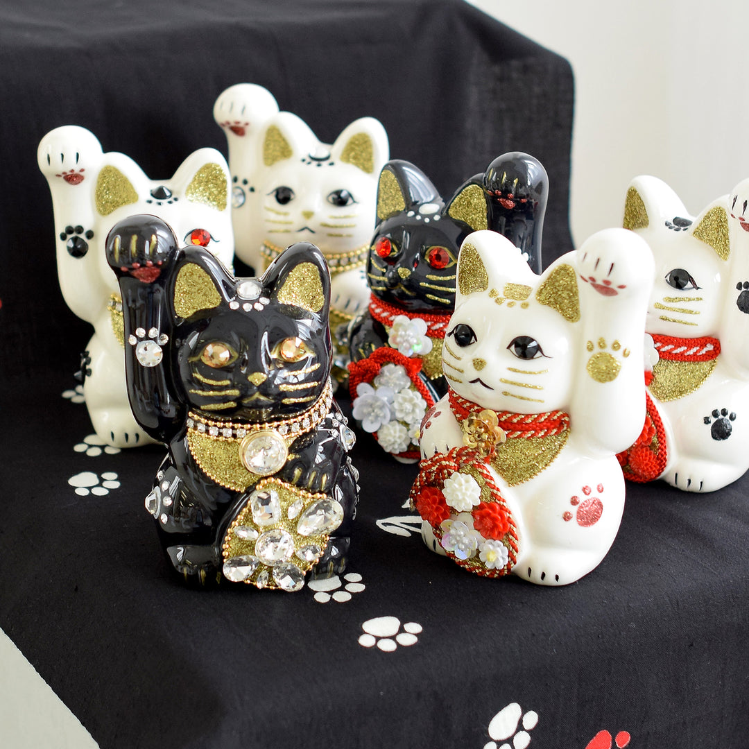 招福　手ぬぐい　新品未使用　だるま　小槌　招き猫 ニコアンティーク×ご縁猫 招き猫 ねこ球代 手ぬぐい 2点セット