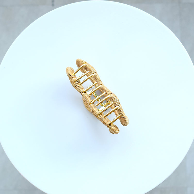 【籐クラウディヘアクリップ　バンスクリップ】単品 utatane ラタンウィッカー　籐編み 髪飾り 天然素材 ボヘミアン 浴衣や着物のヘアアレンジに（2510604800）