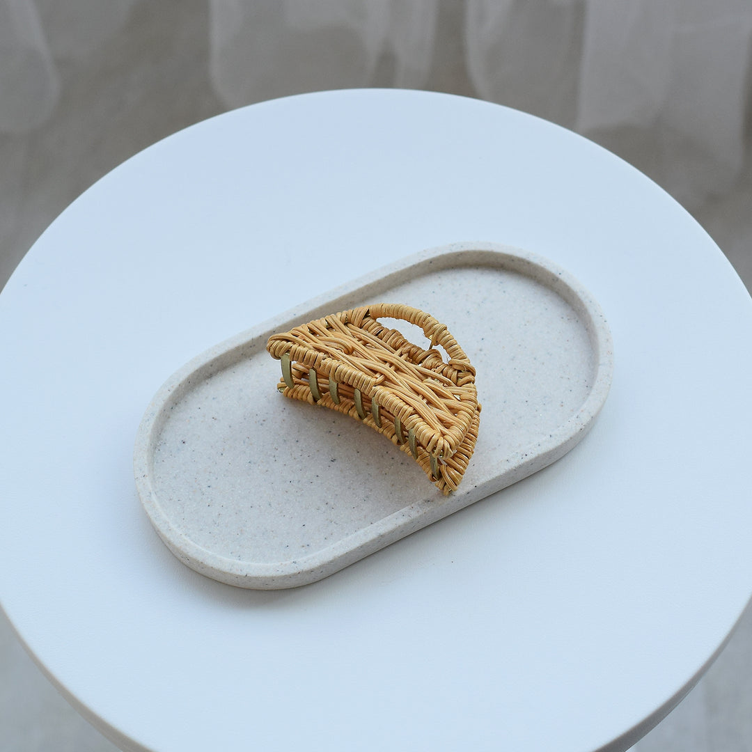 籐ハーフムーンヘアクリップ バンスクリップ】単品 utatane ラタン