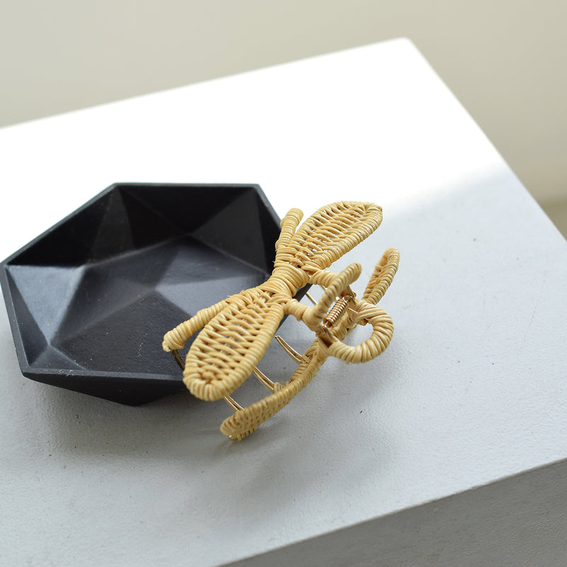 【髪飾り 籐パピヨンヘアクリップ　バンスクリップ】単品 utatane ラタンウィッカー　籐編み ハンドメイド 天然素材 ボヘミアン 浴衣や着物のヘアアレンジに（2510605200）