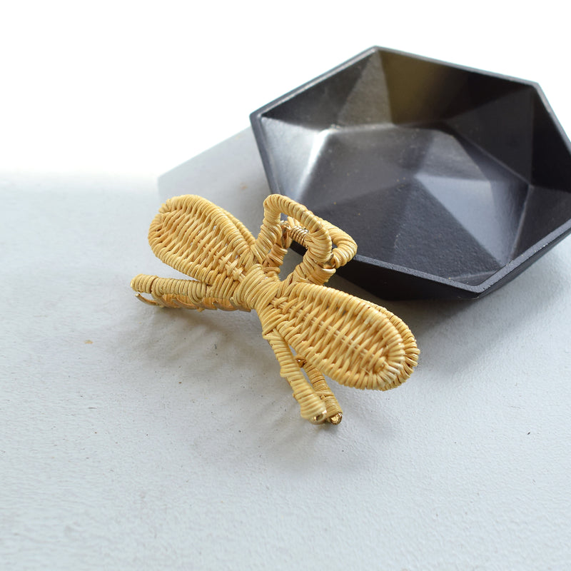 【髪飾り 籐パピヨンヘアクリップ　バンスクリップ】単品 utatane ラタンウィッカー　籐編み ハンドメイド 天然素材 ボヘミアン 浴衣や着物のヘアアレンジに（2510605200）