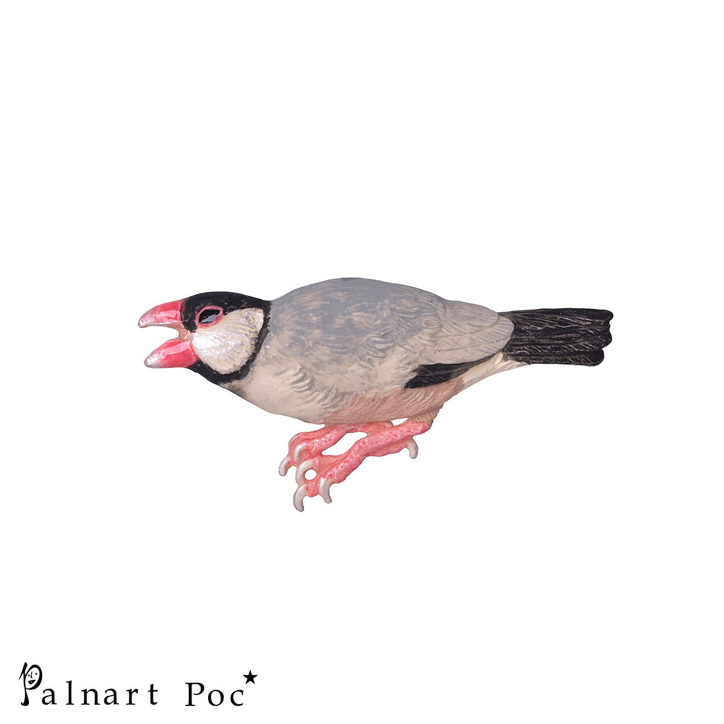 ブローチ Palnart Poc 文鳥(ノーマル) 日本製 ハンドメイド 鳥モチーフ