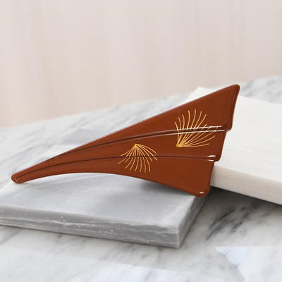 【ブローチ 蒔絵 朱赤扇　金ミニマル】日本製  和風アクセサリー ハンドメイド （2511607000）