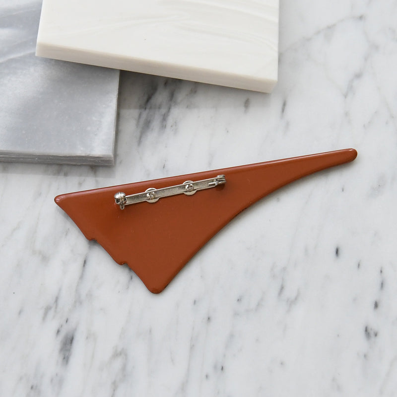 【ブローチ 蒔絵 朱赤扇　金ミニマル】日本製  和風アクセサリー ハンドメイド （2511607000）