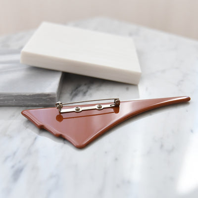 【ブローチ 蒔絵 朱赤扇　金ミニマル】日本製  和風アクセサリー ハンドメイド （2511607000）