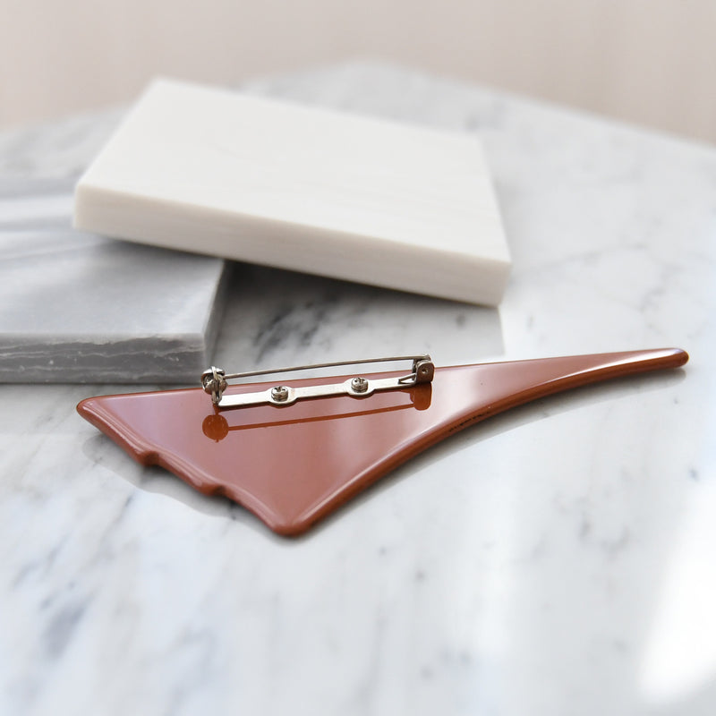 【ブローチ 蒔絵 朱赤扇　金ミニマル】日本製  和風アクセサリー ハンドメイド （2511607000）