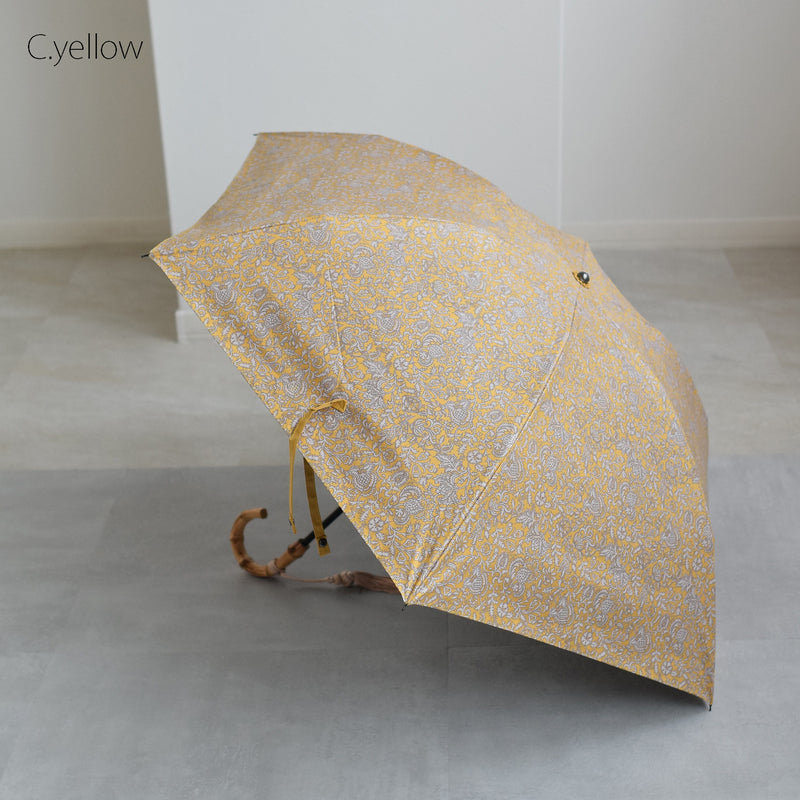 【日傘 折りたたみ】ペイズリー インド更紗柄 100％遮光 UV遮蔽率99.9％以上 3段55cm 晴雨兼用 バンブーハンドル タッセル付 （2512611501）【ギフトキットB対応】