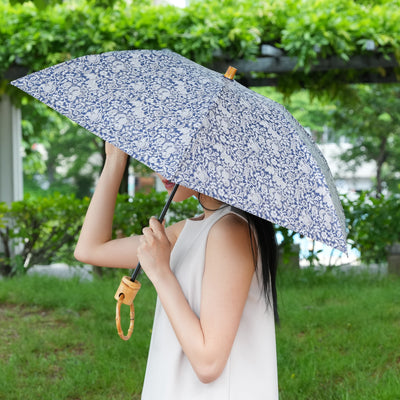 【日傘 折りたたみ】インド更紗柄 100％遮光 UV遮蔽率99.9％以上 3段50cm 晴雨兼用 バンブーリングハンドル （2512632201）【ギフトキットB対応】