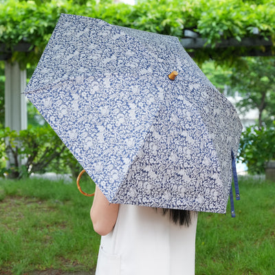 【日傘 折りたたみ】インド更紗柄 100％遮光 UV遮蔽率99.9％以上 3段50cm 晴雨兼用 バンブーリングハンドル （2512632201）【ギフトキットB対応】