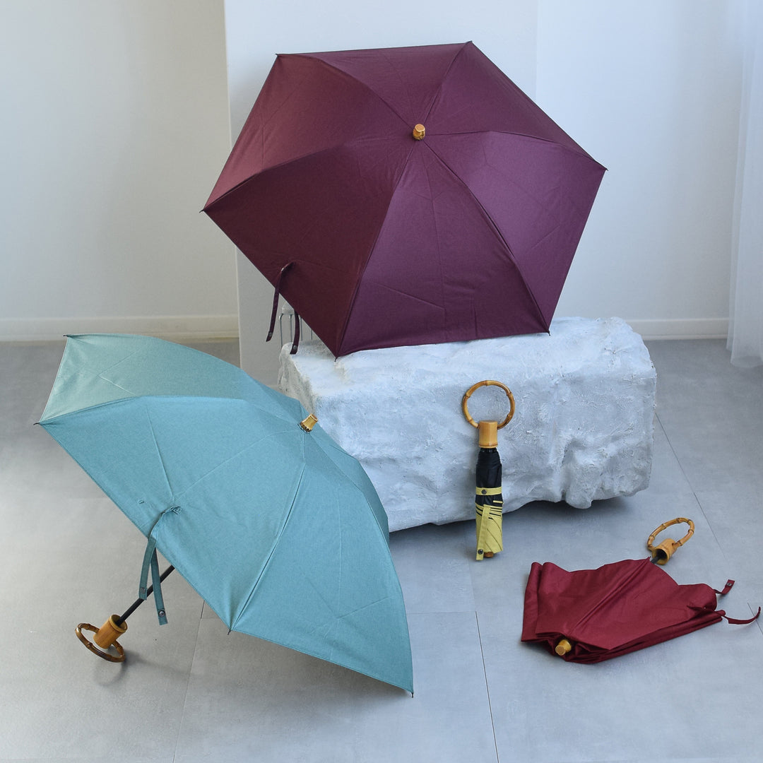 日傘 折りたたみ】100％遮光 3段50cm 北欧色シャンブレー