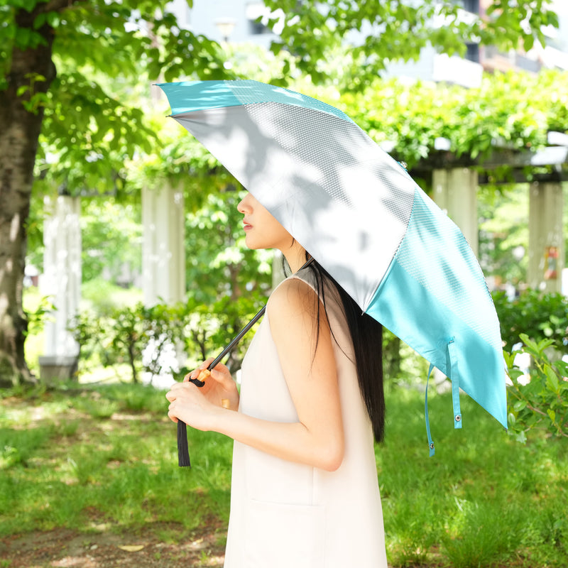 【日傘 折りたたみ】100％遮光 3段55cm  バイカラーエジプト  バンブーハンドル タッセル 内ストラップ付 （2512635301）【ギフトキットB対応】