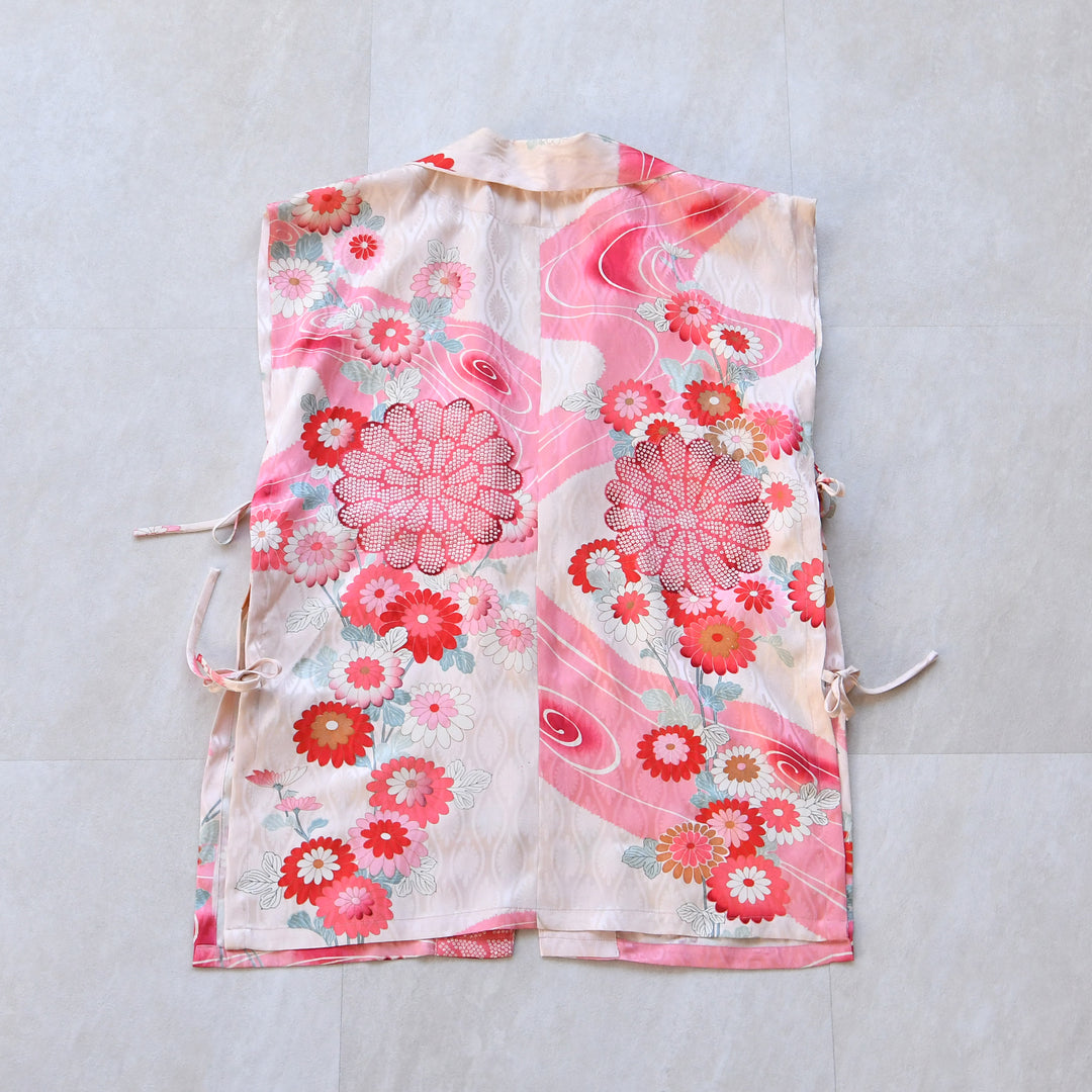 maison utatane No.JS41 桃の花つむぎ】一点物 正絹 日本製 着物