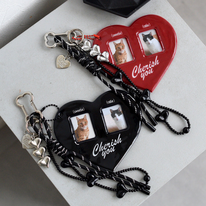 バッグチャーム ハートモチーフ】ビッグ キーホルダー 好きな写真を