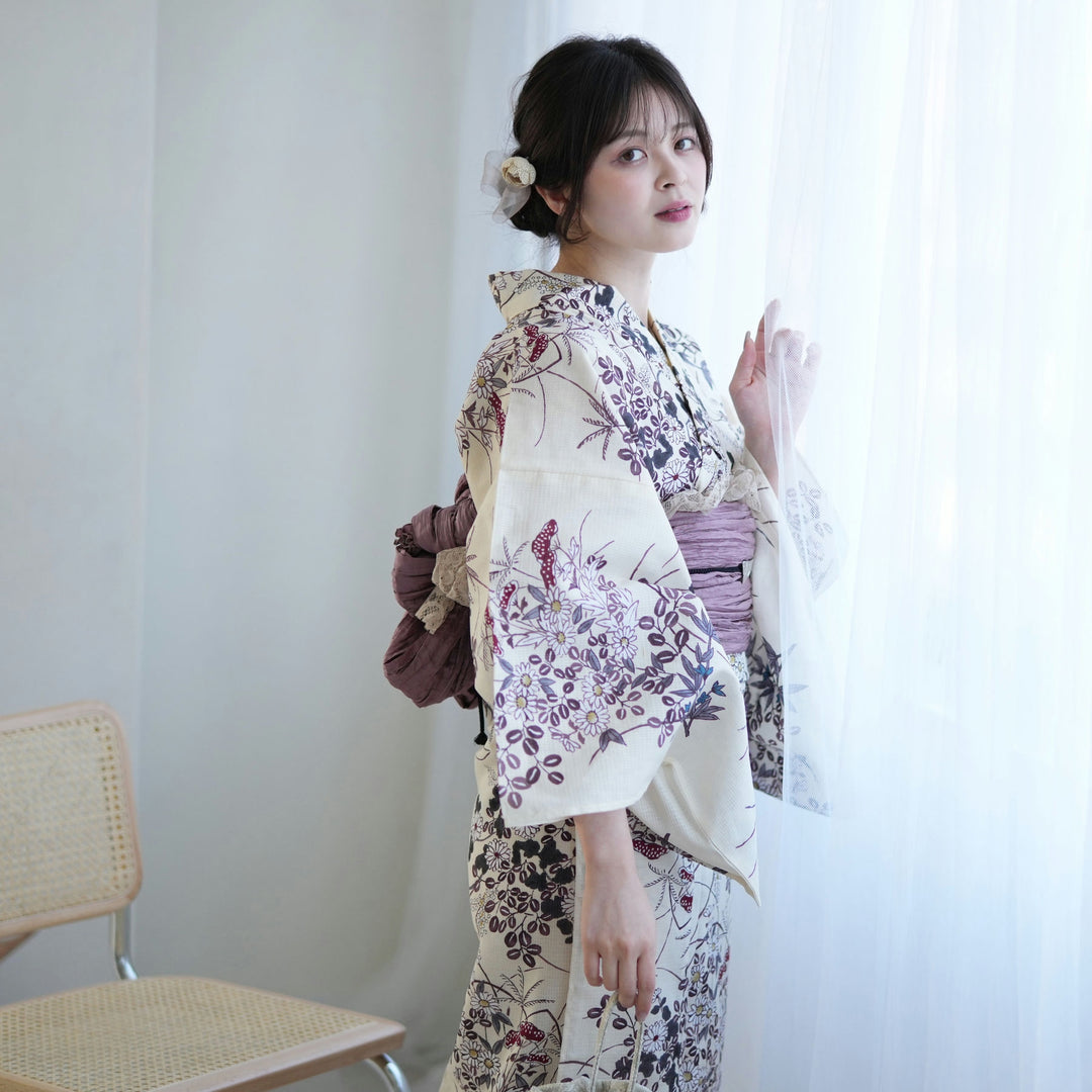 浴衣3点セット（浴衣/帯/下駄） utatane ゆかた S プチサイズ