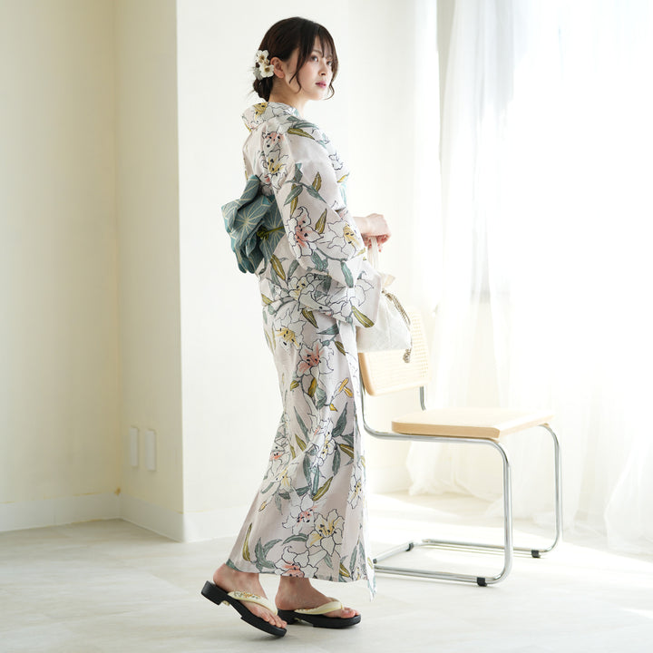 【お値下げしました！】美品、試着のみ✨️utatane 浴衣、帯、下駄3点セット 浴衣3点セット（浴衣/帯/下駄） utatane ゆかた フリーサイズ