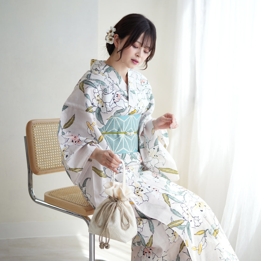ももん様⭐︎【utatane】浴衣+帯+下駄＋帯締め　新品未使用品 浴衣3点セット（浴衣/帯/下駄） utatane ゆかた フリーサイズ