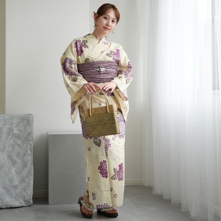 新品未使用 utatane 浴衣単品 ラベンダー Fサイズ