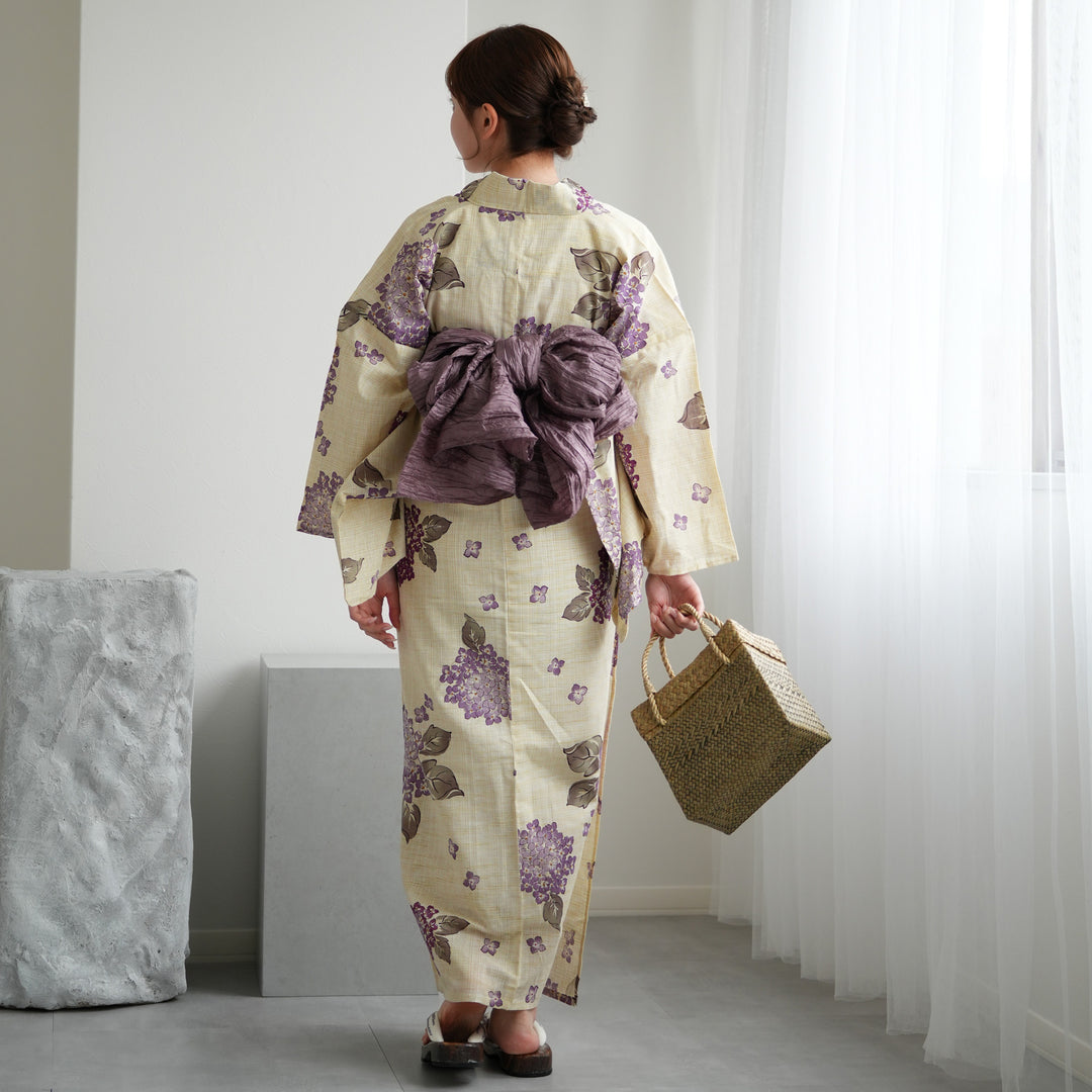utatane 浴衣 ブラウン 紫陽花