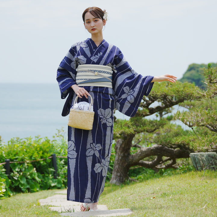 utatane 浴衣3点セット ( ゆかた・帯・下駄 )＋帯締め 浴衣3点セット（浴衣/帯/下駄） utatane ゆかた フリーサイズ
