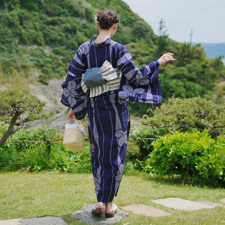 【専用です】二部式浴衣　あやめ柄　うたたね+作り帯　パタパタ結び風 専用です】二部式浴衣 あやめ柄 うたたね+作り帯 パタパタ結び風