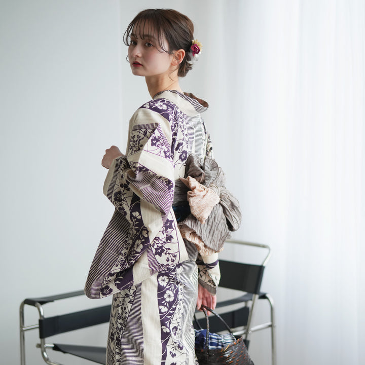 美品　utatane　浴衣セット　萩　ベージュ　ウタタネ　花柄　くすみ紫 5010046911_7_720x.jpg?v=1683012146