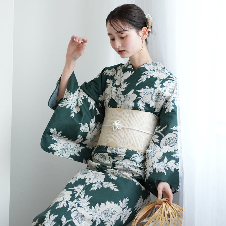 花柄浴衣・緑帯セット 3L utataneウタタネ 5010187011_5_312530dd-316d-