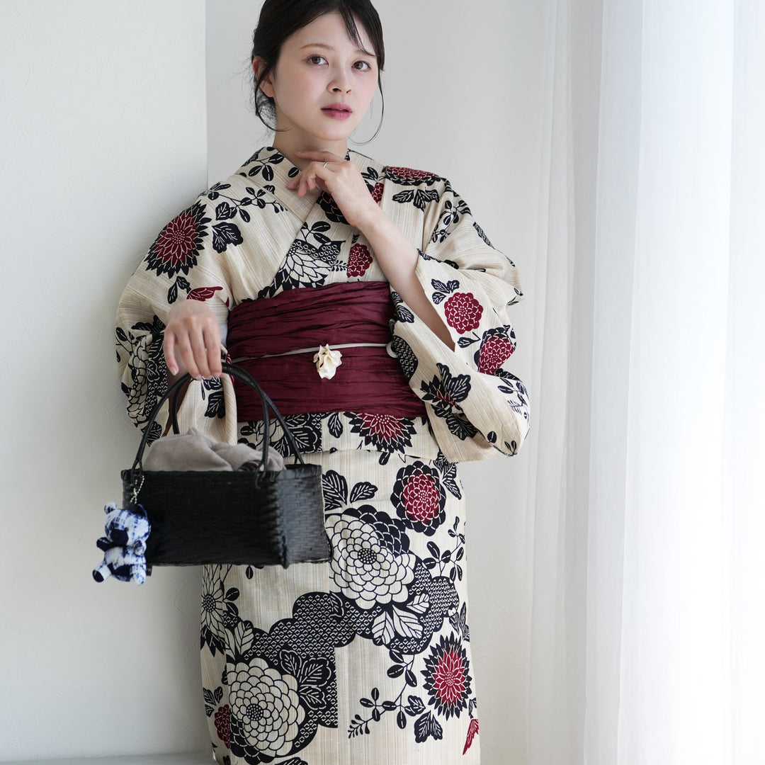 浴衣3点セット（浴衣/帯/下駄） utatane 注染 ゆかた フリーサイズ