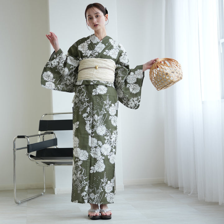 浴衣3点セット（浴衣/帯/下駄） utatane ゆかた フリーサイズ（身長155