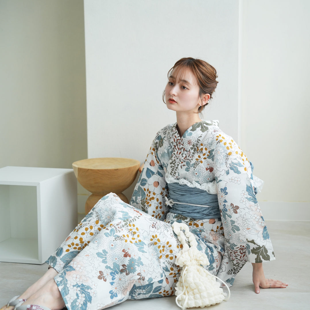 浴衣3点セット（浴衣/帯/下駄） utatane ゆかた S プチサイズ