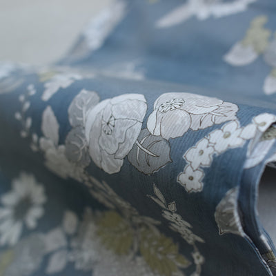 浴衣3点セット（浴衣/帯/下駄） utatane ゆかた フリーサイズ（身長155-165cm）鈍ミントに糸菊と花（5010213111）