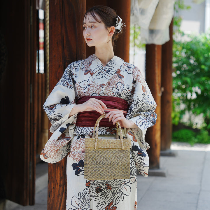 浴衣3点セット（浴衣/帯/下駄） utatane フリーサイズ（身長155-165cm