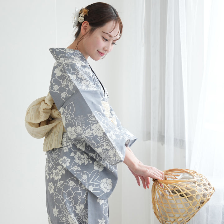 ち*✿様 新品　utatane レディース浴衣　帯　下駄セット　Sサイズ　グレー 新品 utatane レディース浴衣 帯 下駄セット Sサイズ グレー シック