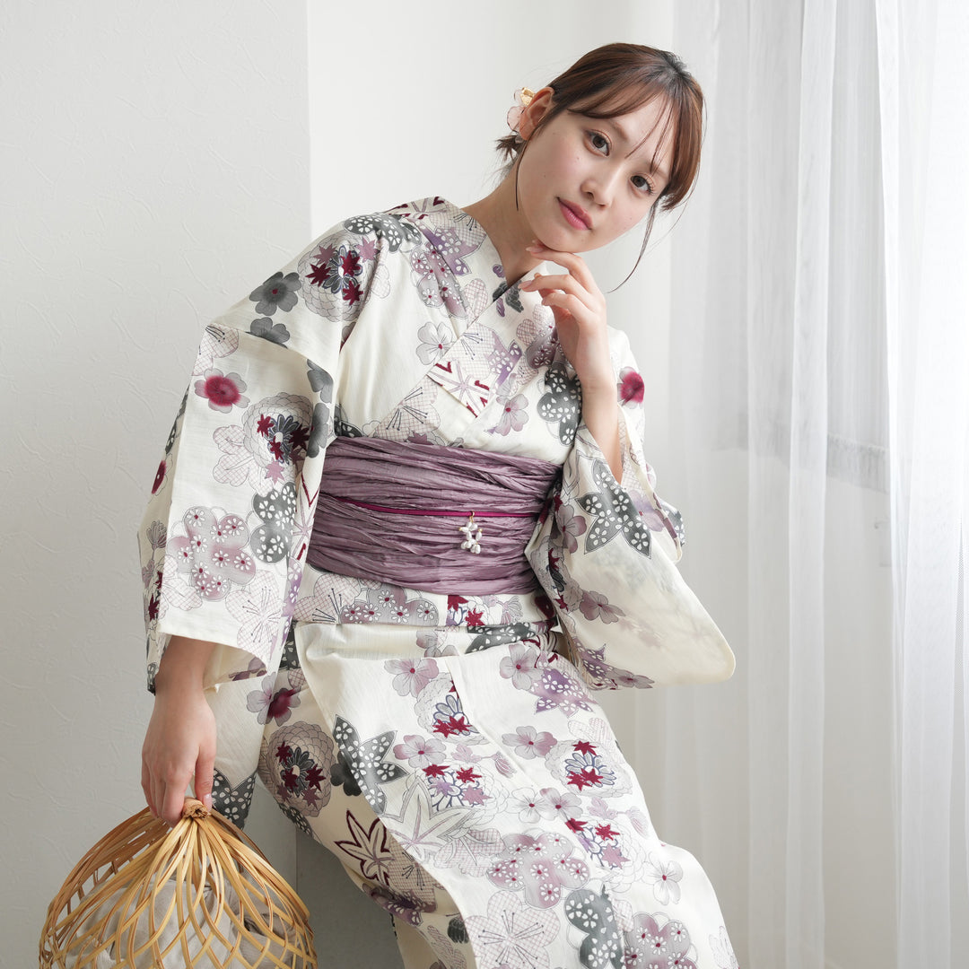 浴衣3点セット（浴衣/帯/下駄） utatane フリーサイズ（身長155