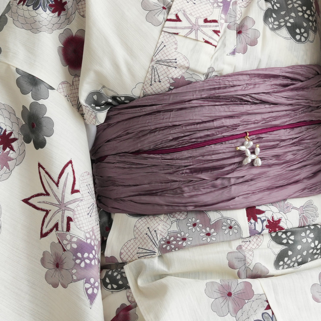 utatane 浴衣 ホワイト系 着付けセットあり 浴衣3点セット（浴衣/帯/下駄） utatane フリーサイズ（身長155