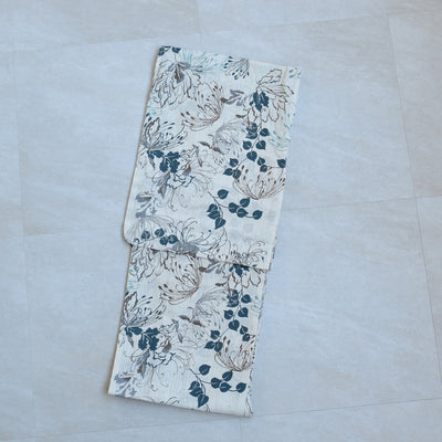 浴衣3点セット（浴衣/帯/下駄） utatane S プチサイズ（身長150-160cm）ベージュにみずみずしい糸菊（5011220811）