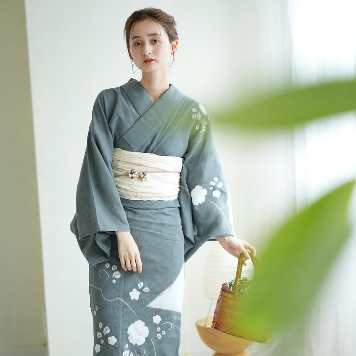 手縫い　絞り浴衣　ゆかた 楽天市場】【9％OFF】【utatane 有松絞り 浴衣3点セット 藍色に