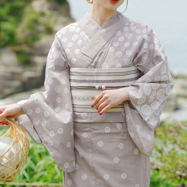 utatane - utatane ウタタネ 浴衣 帯 下駄 オリーブ かすみ草