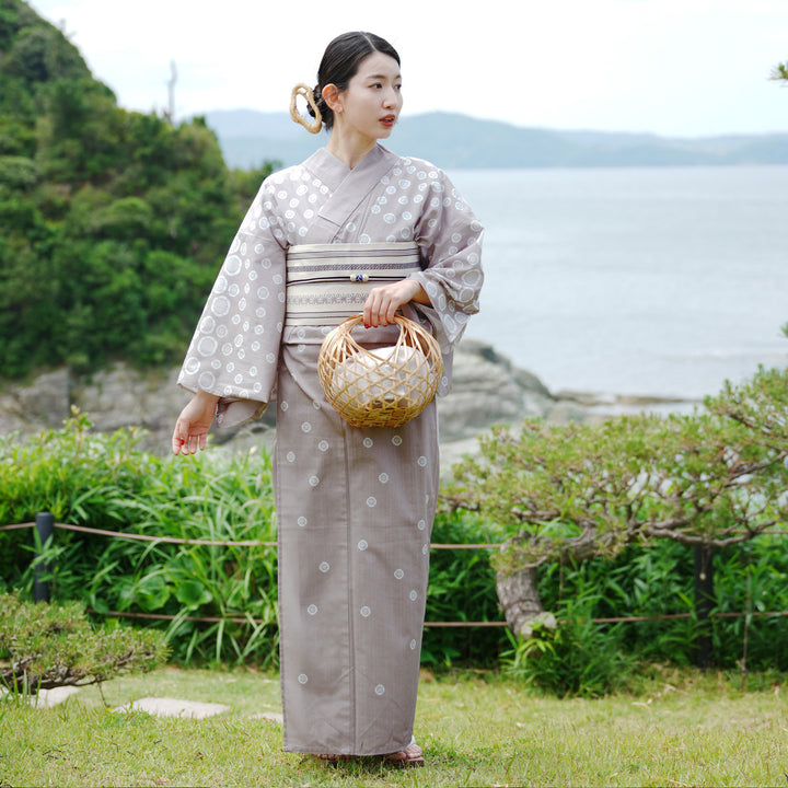 新作人気 utatane × Kuovi ( クオヴィ ) 絵羽 浴衣3点セット ( ゆかた・帯 着物・浴衣